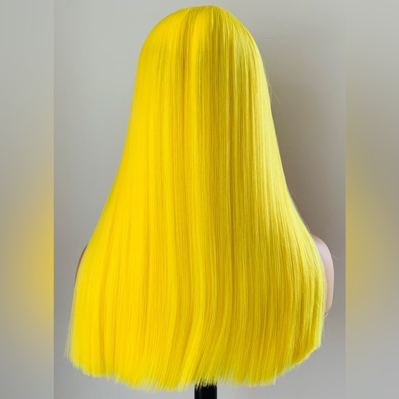 This Pretty “Put On & Go” Yellow Synthetic Wig with Bangs for Anime/Halloween.. - Picture 6 of 6